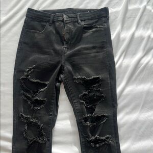 American Eagle Outfitters Black Skinny Distressed Jeans